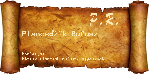 Plancsák Rufusz névjegykártya
